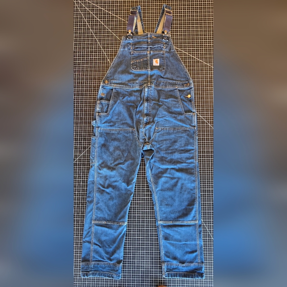 NWOT Carhartt Rugged Flex® Relaxed Fit Denim Bib Overalls with Elastane #103322